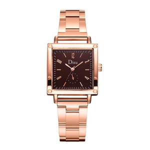 DISU Fashion Women Watch Luxury Brand Metal Steel Strip Square Simple Ladies Quartz WristWatches Clock Gift Bayan Kol Saati #B