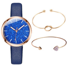 Load image into Gallery viewer, 3PCS/SET Watch Bracelet Set Women Fashion Glitter Ladies Watch Women Watches Leather Women&#39;s Watches Clocks Gift zegarek damski