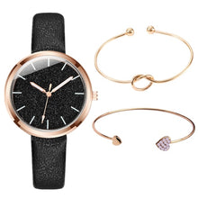 Load image into Gallery viewer, 3PCS/SET Watch Bracelet Set Women Fashion Glitter Ladies Watch Women Watches Leather Women&#39;s Watches Clocks Gift zegarek damski