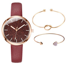 Load image into Gallery viewer, 3PCS/SET Watch Bracelet Set Women Fashion Glitter Ladies Watch Women Watches Leather Women&#39;s Watches Clocks Gift zegarek damski