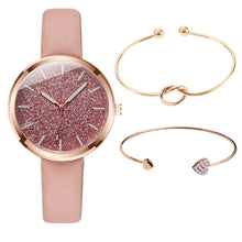 Load image into Gallery viewer, 3PCS/SET Watch Bracelet Set Women Fashion Glitter Ladies Watch Women Watches Leather Women&#39;s Watches Clocks Gift zegarek damski