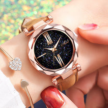 Load image into Gallery viewer, Foloy Women Watch Star Sky Dial Clock Luxury Rose Gold Fashion Women&#39;s Bracelet Quartz Wrist Watches