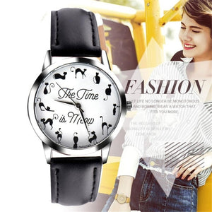 Women Watches Cat Print Gift Fashion Ladies Watches Girls Quartz Wrist Watch Leather Band Clock Reloj Mujer Bayan Kol Saati #W