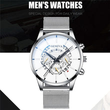 Load image into Gallery viewer, Luxury Men&#39;s Fashion Business Calendar Watches Blue Stainless Steel Mesh Belt Analog Quartz Watch relogio masculino