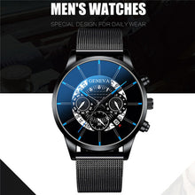 Load image into Gallery viewer, Luxury Men&#39;s Fashion Business Calendar Watches Blue Stainless Steel Mesh Belt Analog Quartz Watch relogio masculino