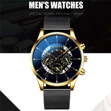 Load image into Gallery viewer, Luxury Men&#39;s Fashion Business Calendar Watches Blue Stainless Steel Mesh Belt Analog Quartz Watch relogio masculino