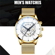 Load image into Gallery viewer, Luxury Men&#39;s Fashion Business Calendar Watches Blue Stainless Steel Mesh Belt Analog Quartz Watch relogio masculino