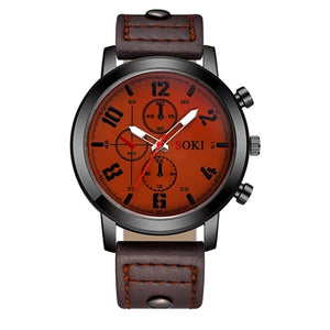 SOKI Men Watches 2018 Luxury Brand Leather Quartz Watch Fashion Sport Men's Wristwatch Reloj Hombre Clock Male Relogio Masculino