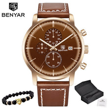 Load image into Gallery viewer, 2019 New BENYAR Men&#39;s Watches Casual Fashion Chronograph/30M Waterproof/Sport Watches Men Leather Wristwatch Mens Reloj Hombre