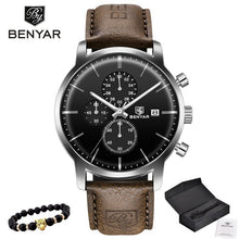 Load image into Gallery viewer, 2019 New BENYAR Men&#39;s Watches Casual Fashion Chronograph/30M Waterproof/Sport Watches Men Leather Wristwatch Mens Reloj Hombre