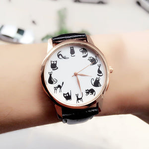 New Fashion Women Watches montre femme Casaul Cat Pattern Leather  Quartz Watches Women Relogio Feminino Bayan Kol Saati 999